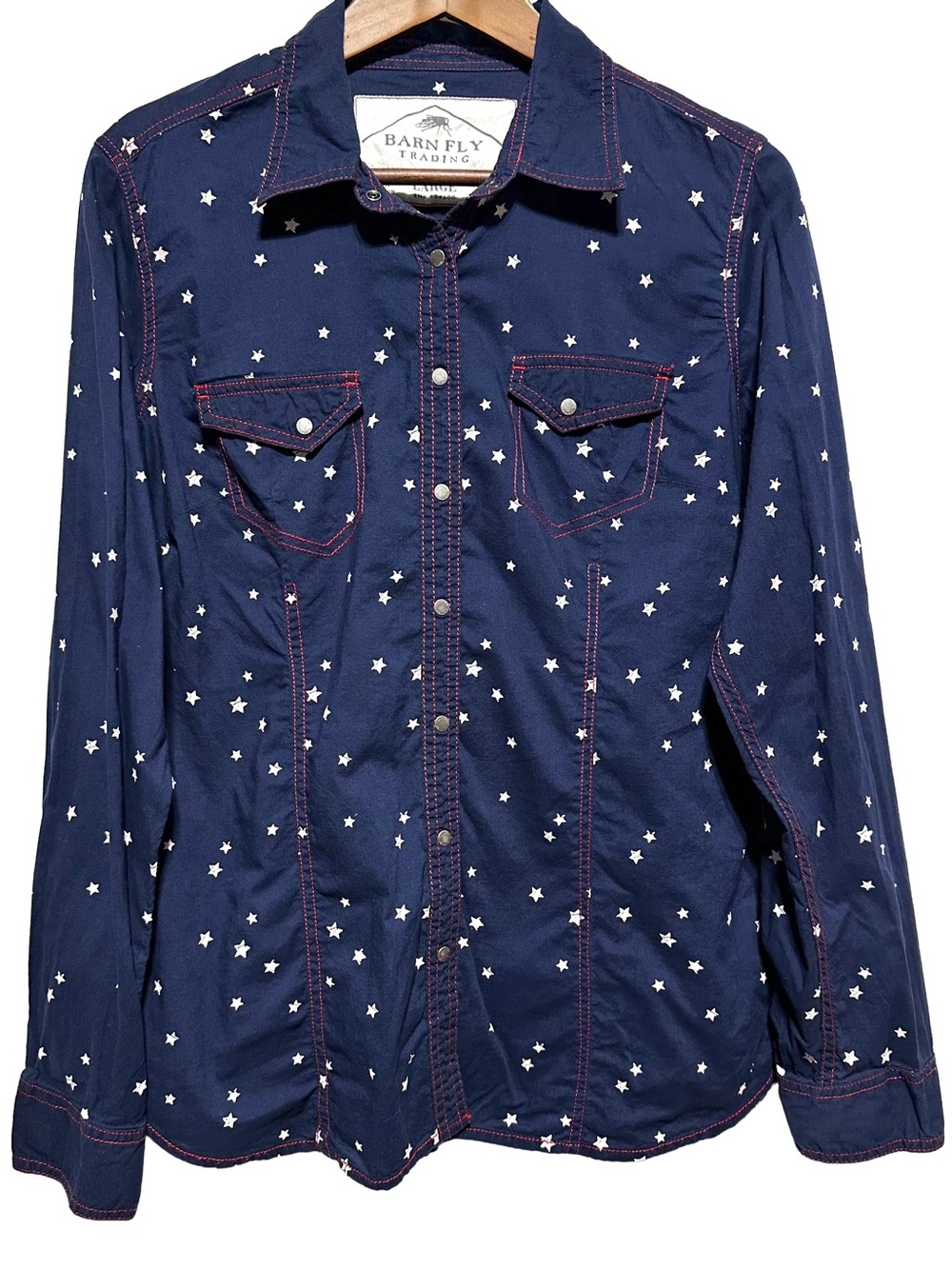 BARN FLY Star Print Western Shirt Rodeo Americana Ranchcore L